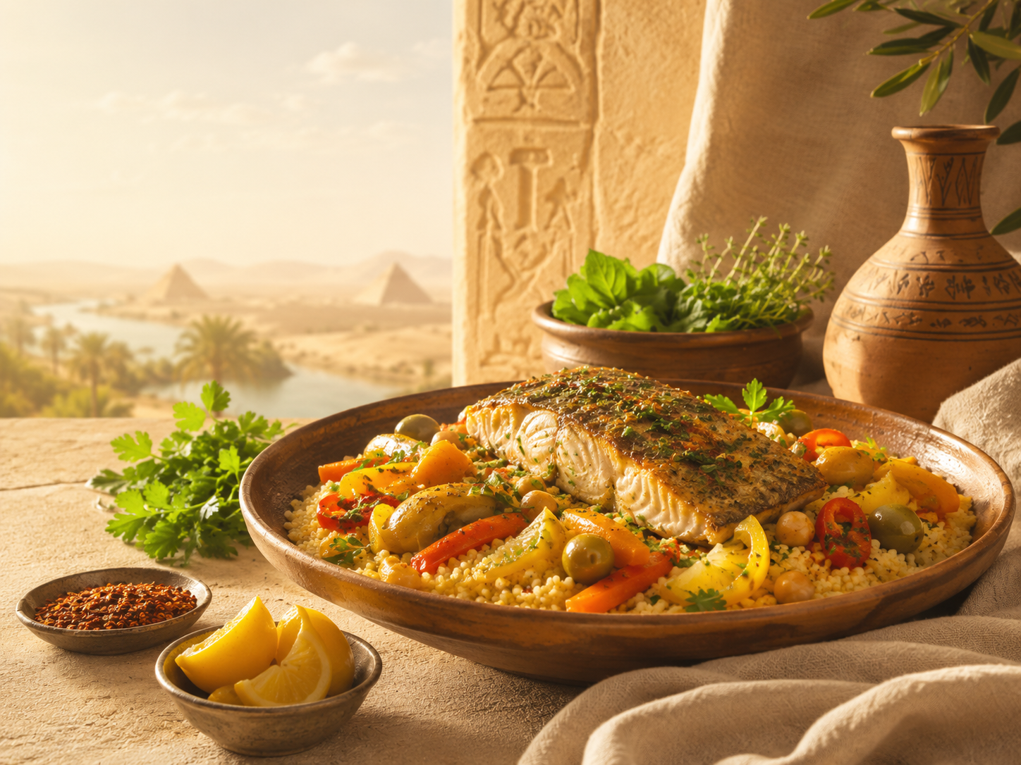 Moroccan Jewish fish with couscous and preserved lemon