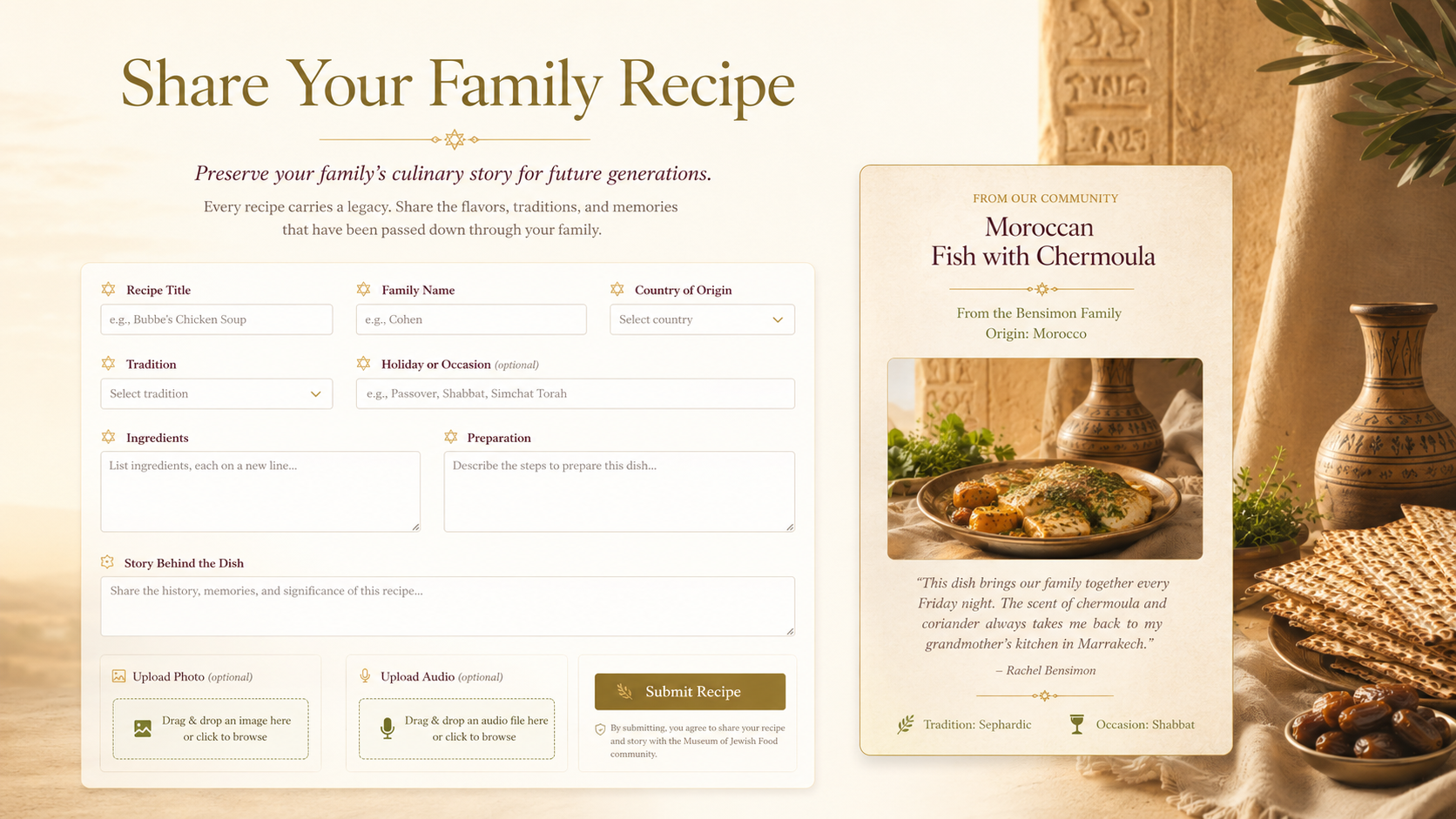 Share your family recipe page preview